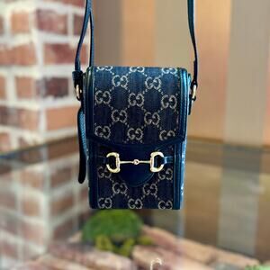 GUCCI GG Denim 1955 Horsebit Mini Bag